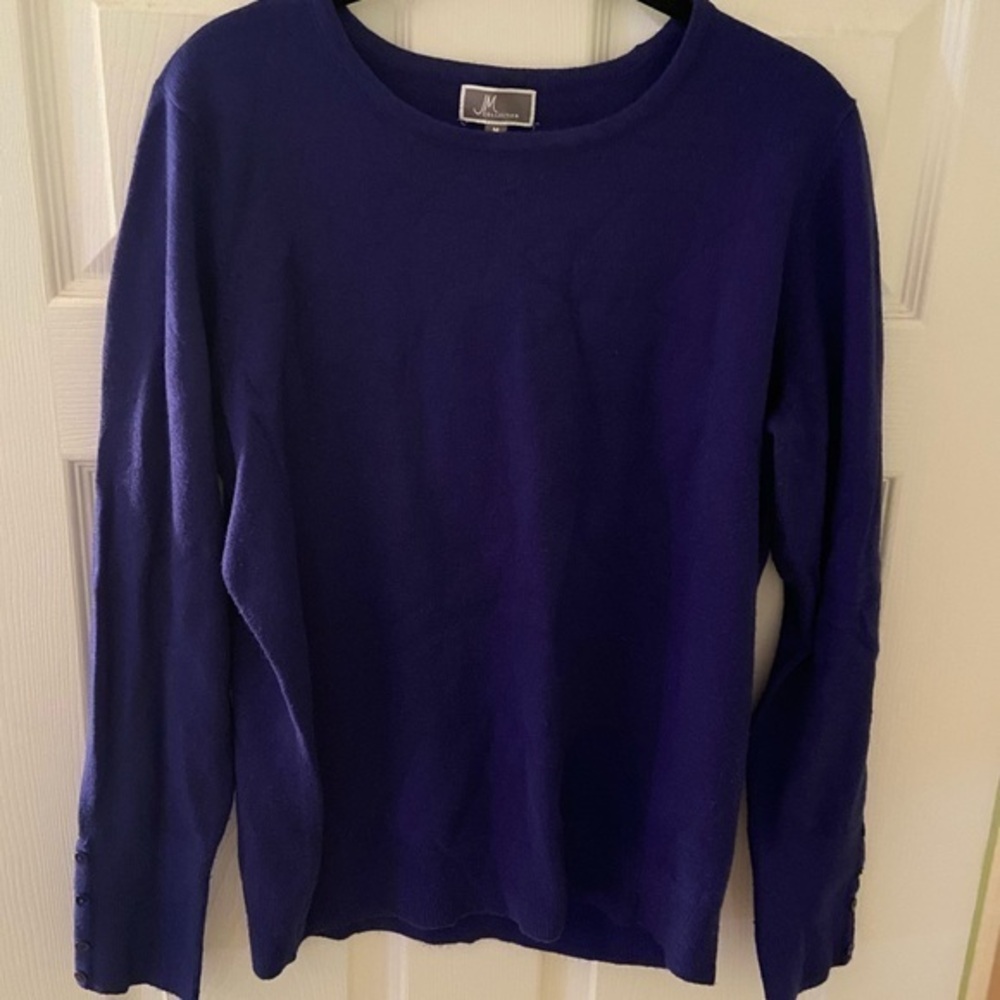 Royal Blue Crewneck Sweater with Button Details Medium